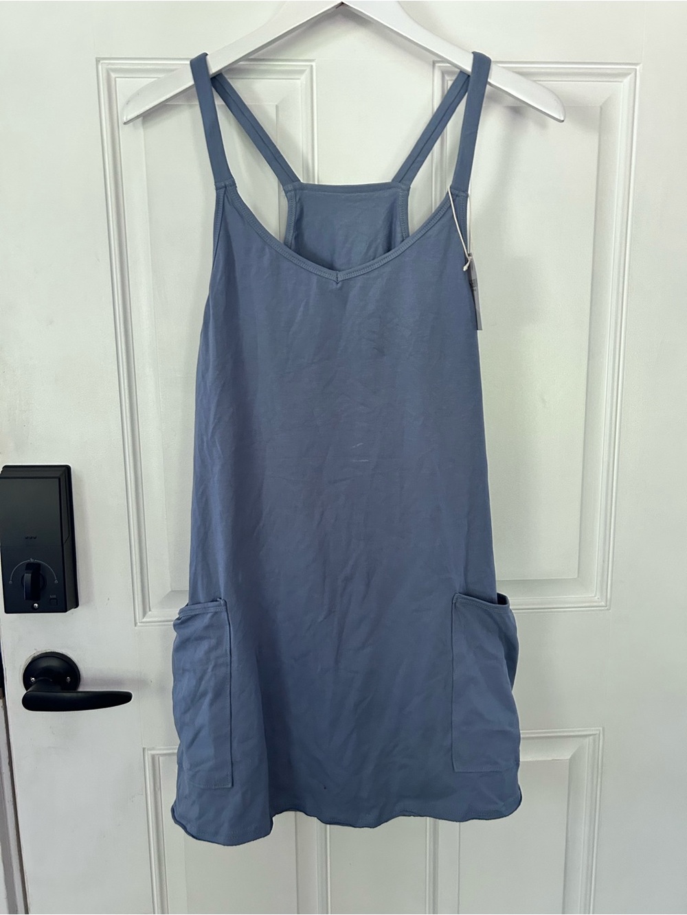 Sleeveless Pocket Pinafore Jumpsuit in Dusty Blue